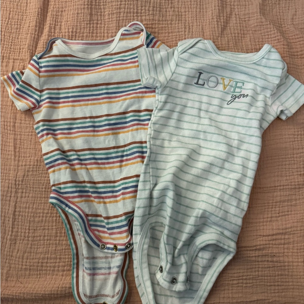 Carter’s + Jumping Beans Colorful Striped and White Bodysuit Set